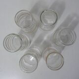 6 white granite blown glasses