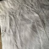 Linen tablecloth .embroidered .monogram T P . 296 cm x 170 cm