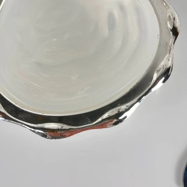 Vintage metal butter dish "Oyster" with glass insert, 1970.