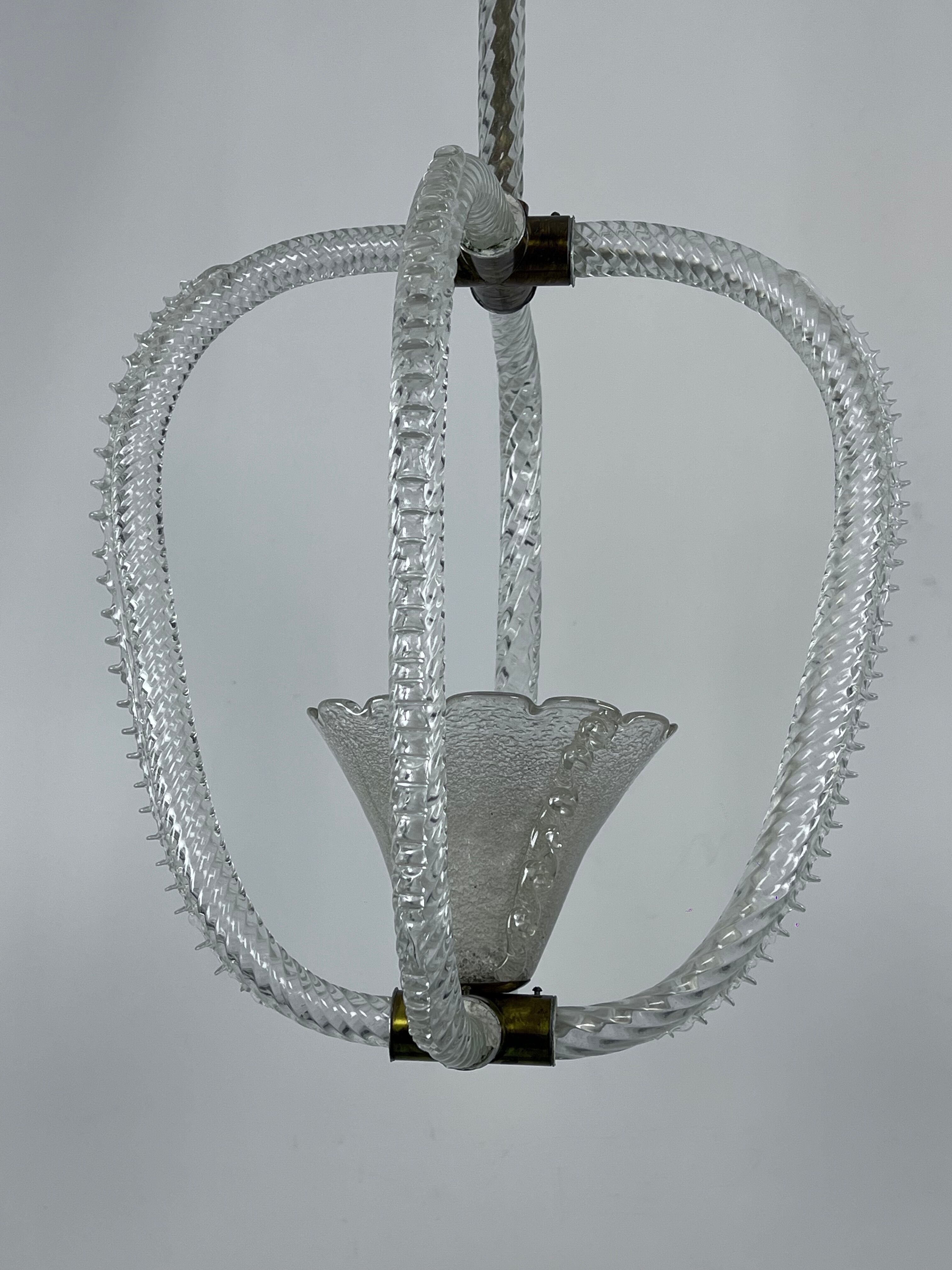Ercole Barovier Murano glass pendant lamp Italy 1930s
