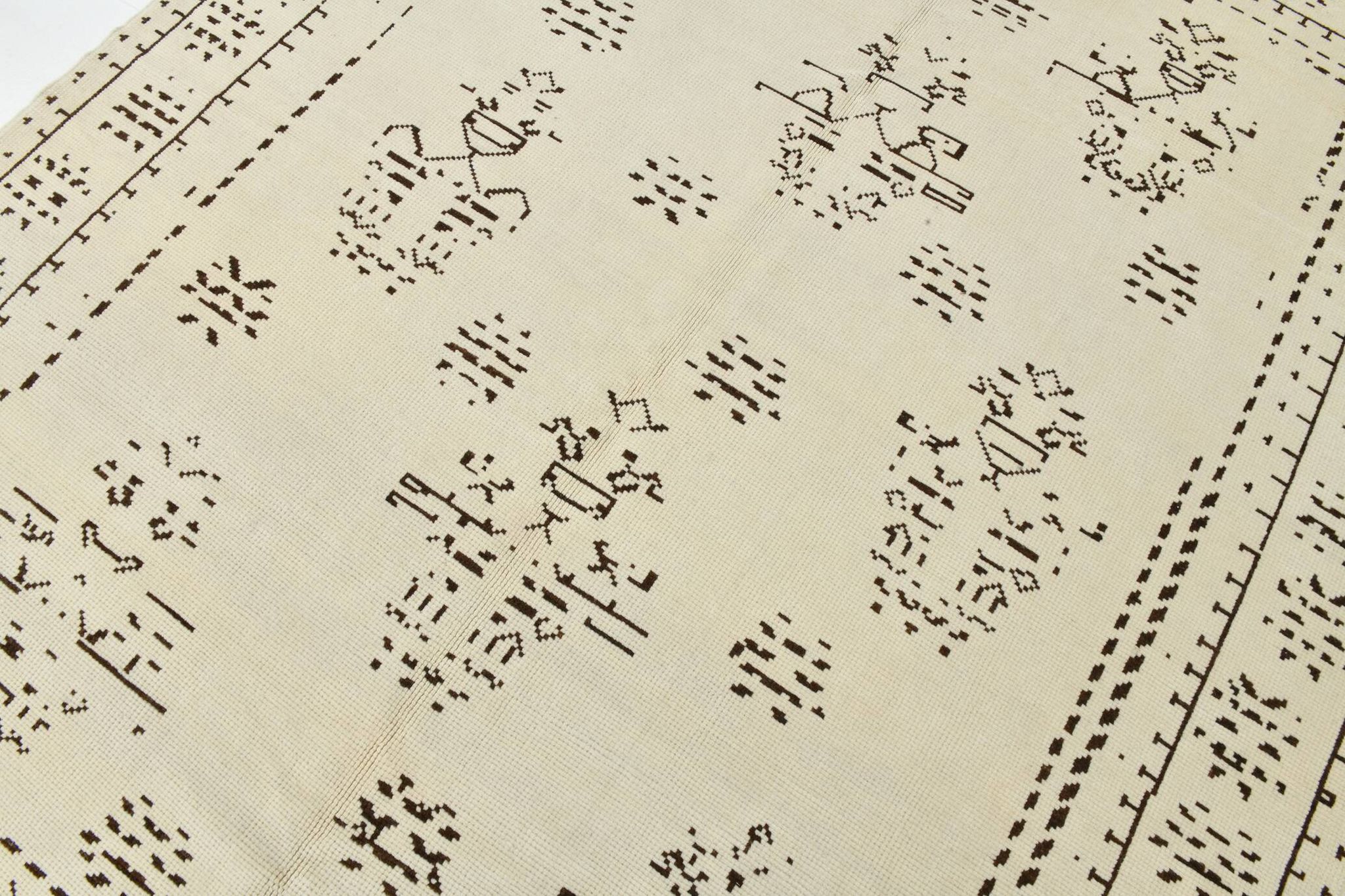 8x10 Beige & Dark Brown Modern Oushak Rug, 232x303Cm