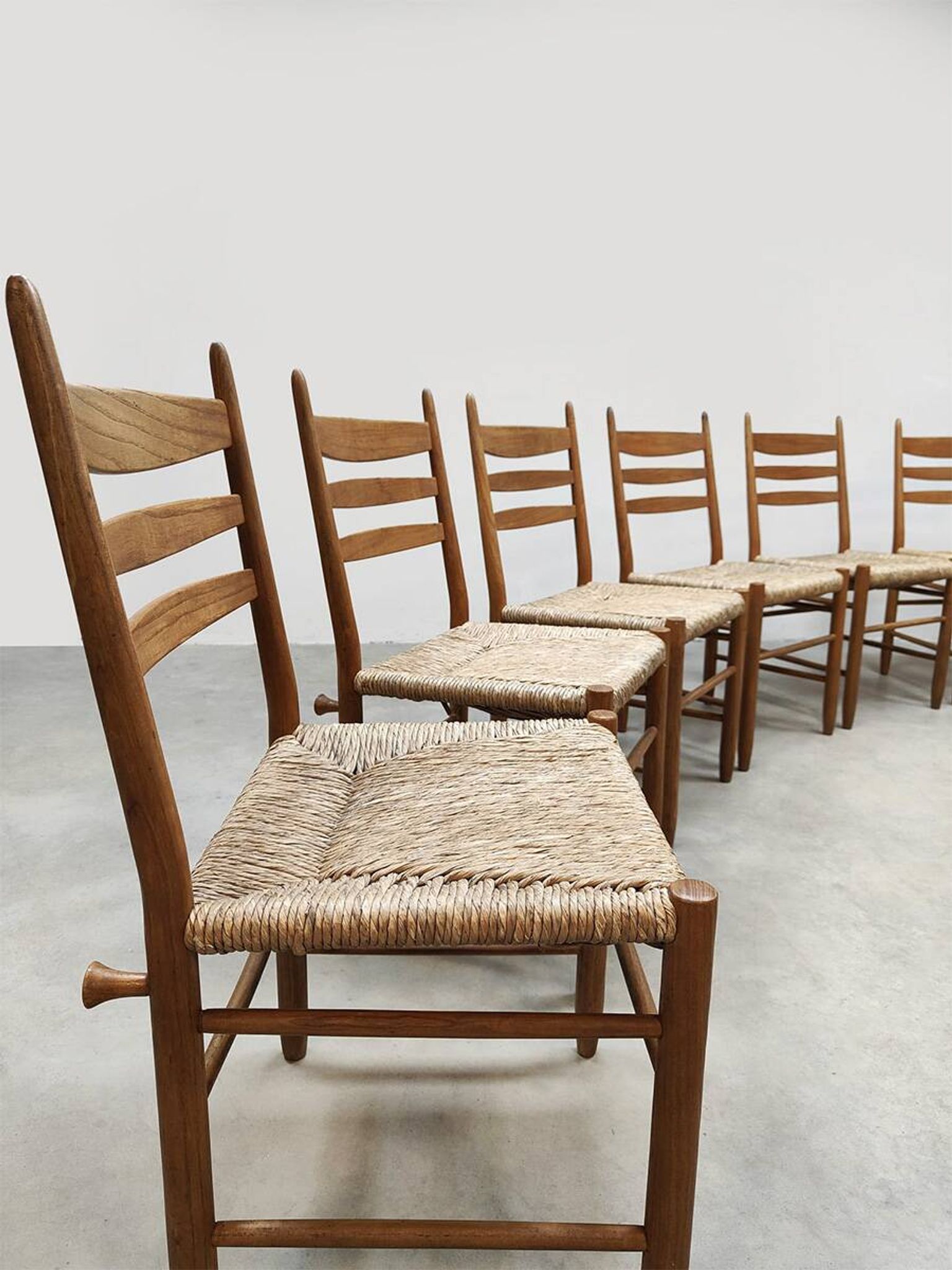Midcentury modern raffia dining chairs vintage 1960
