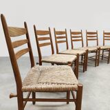 Midcentury modern raffia dining chairs vintage 1960