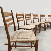 Midcentury modern raffia dining chairs vintage 1960