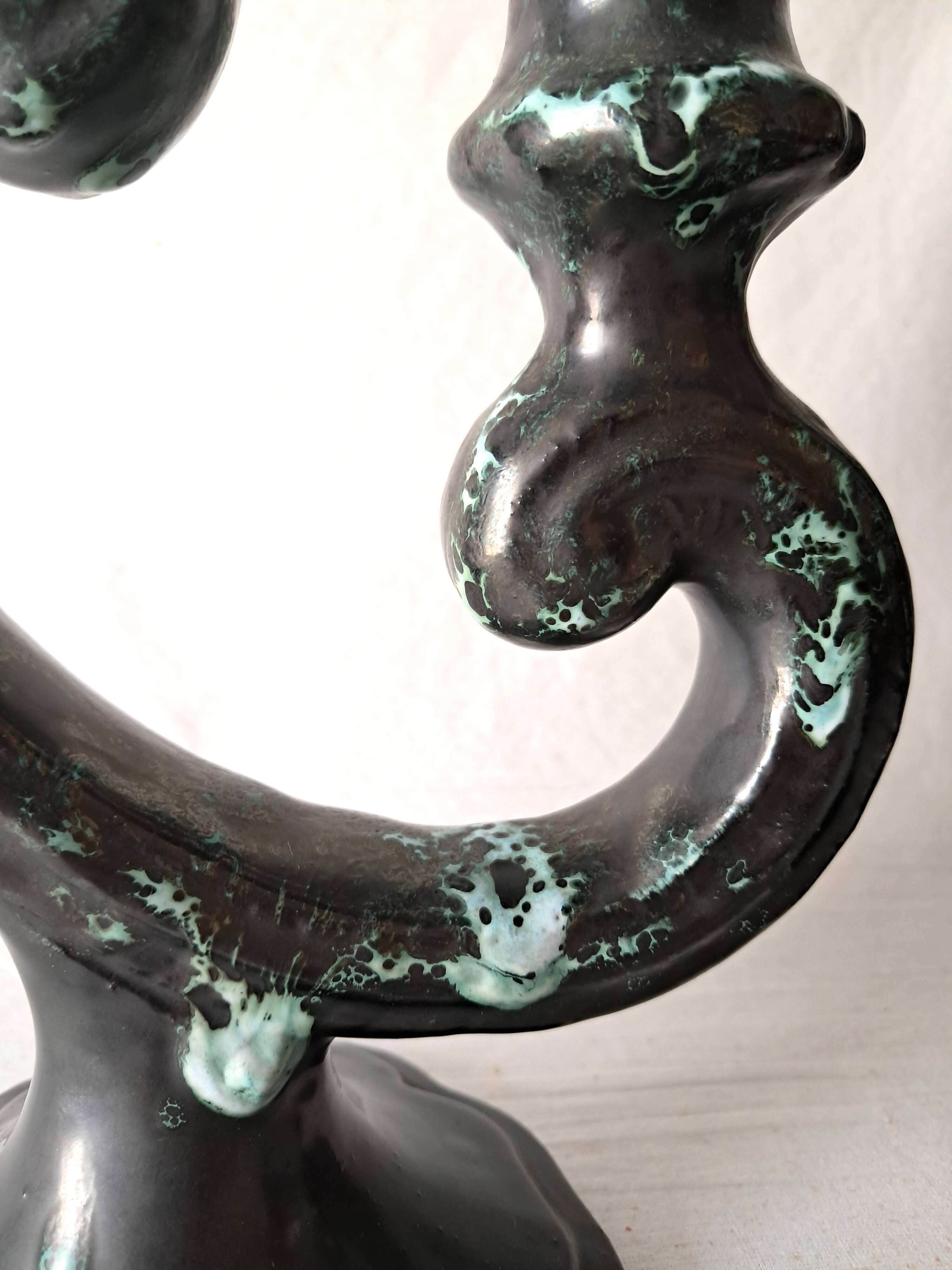 Pair of Large Vintage Ceramic Candelabras by Sars Potteries Maine