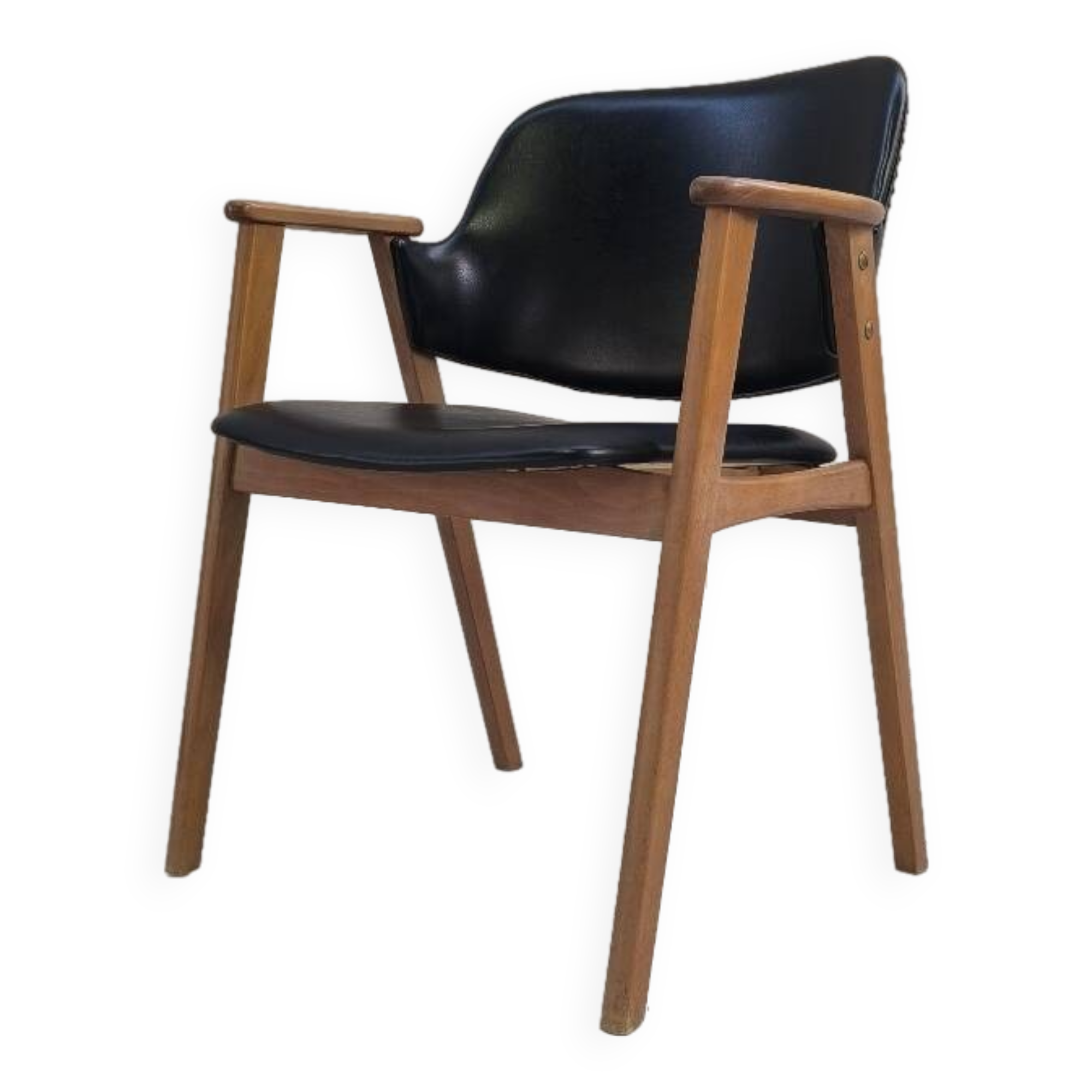 Mid-Century Danish Teak and Leather Armchair by Erik Kirkegaard for Glostrup, 1960s