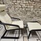 Fauteuil lounge et son ottoman cuir