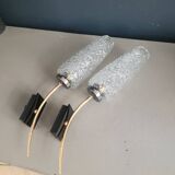 Pair of vintage molded glass wall sconces