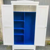 Antique white Parisian wardrobe with Majorelle blue interior