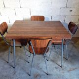 Table avec rallonges et 6 chaises vintage années 50 en formica