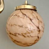 Vintage globe pendant light in marbled opaline