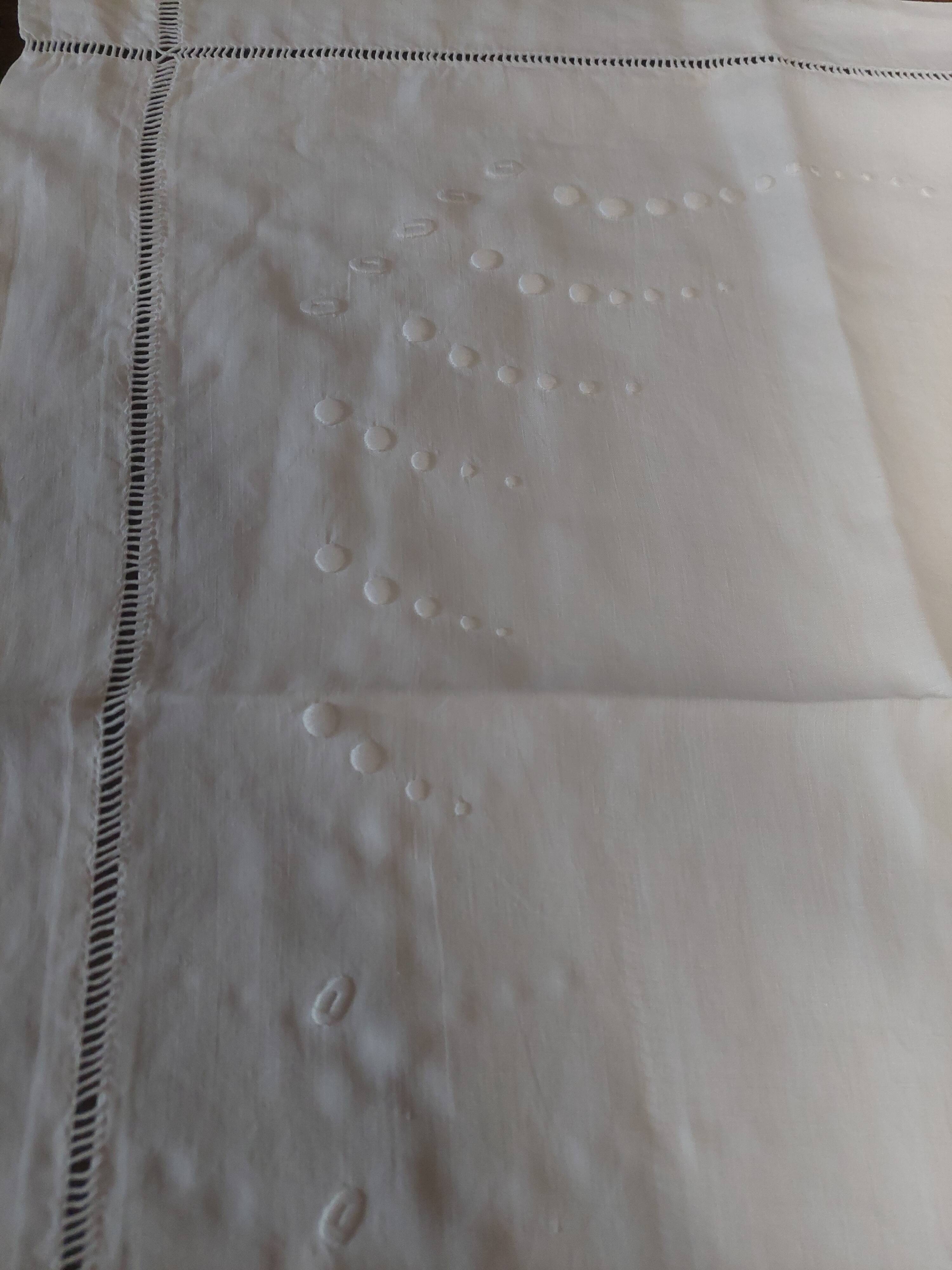 Old linen sheet, fine, embroidered with monogram BB, button closure, 72 x 7.