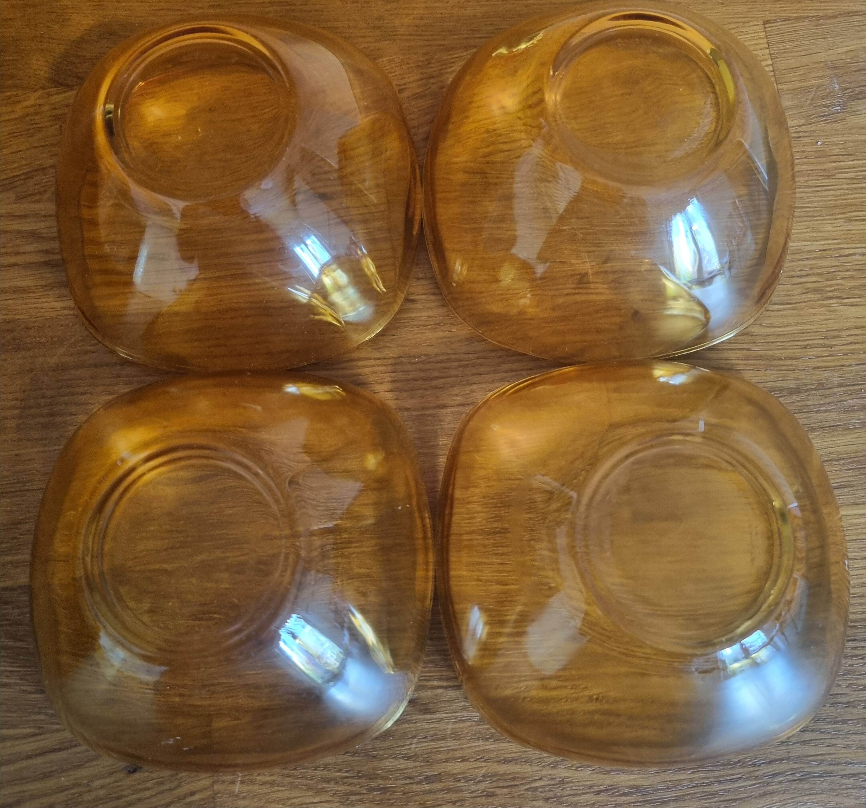 Set of 4 vintage amber glass bowls by Vereco.