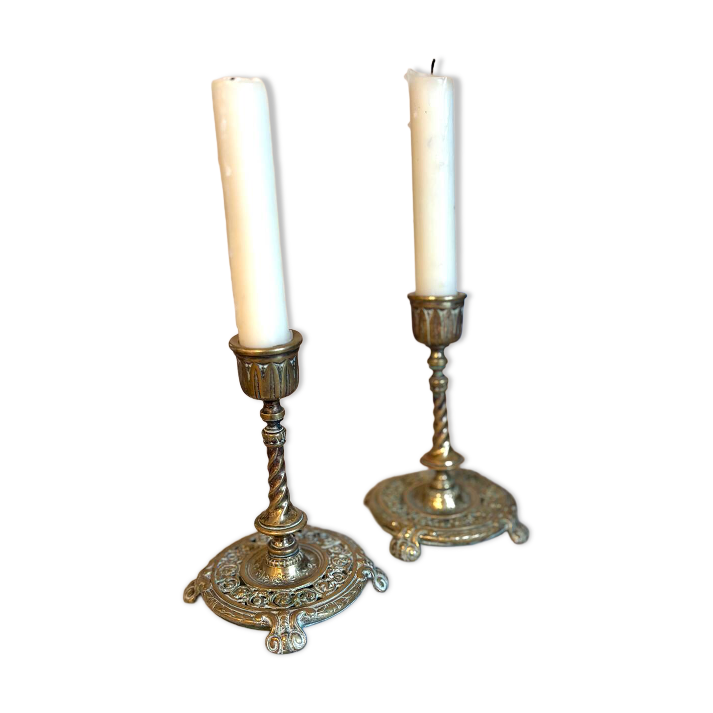 Duo table candleholders in bronze XIXeme siècle
