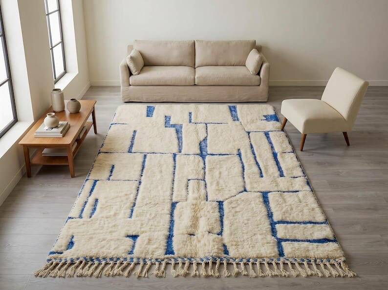 Tapis Beni Ouraine marocain traditionnelle artisanale taille 2/3 m