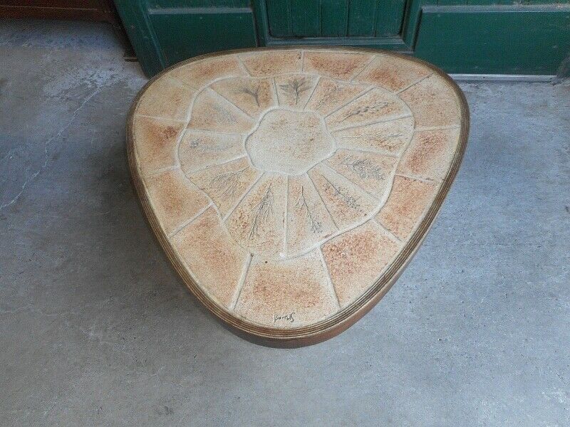 Coffee table signee Barrois faussile vintage