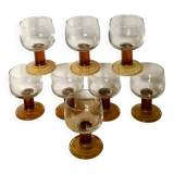 Lot of 8 amber glasses from the 60s