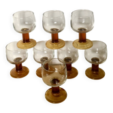 Lot 8 verres ambrés années 60