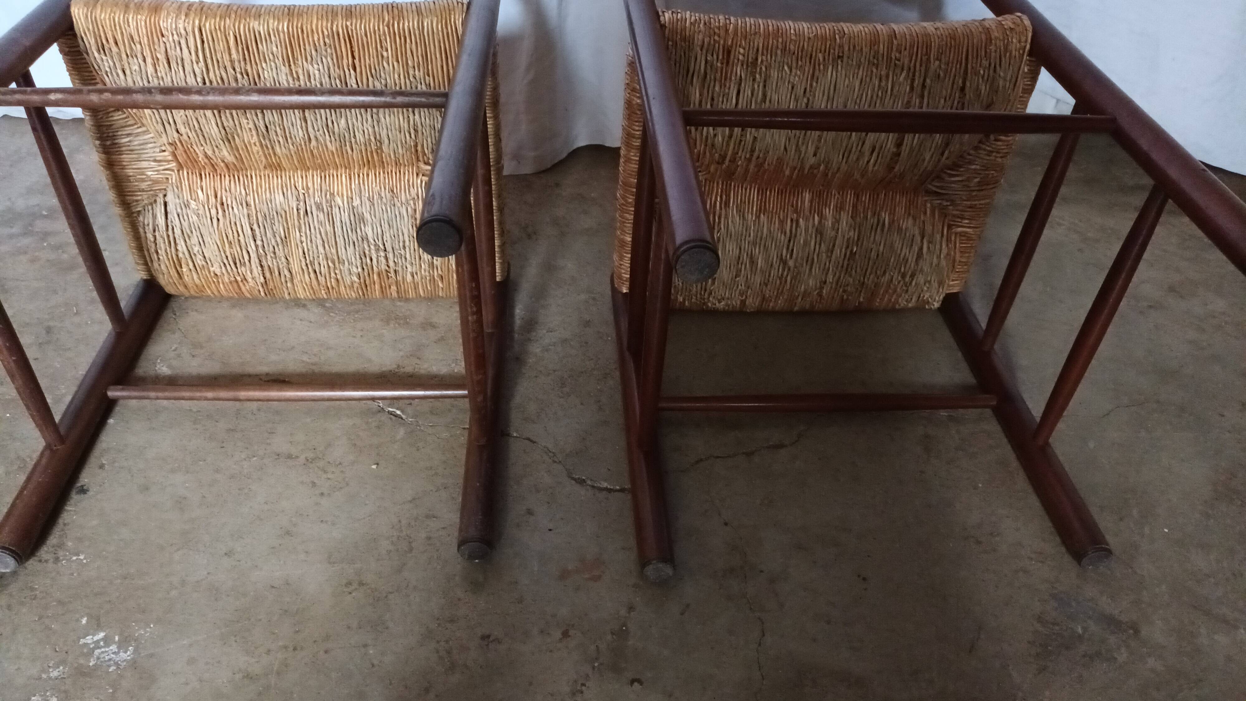 Pair of "Dordogne" chairs by Charlotte Perriand from the 1950s.