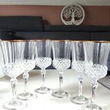 Lot of 6 x Large Wine Glasses. Valencay Gold/Crystal d'Arques model.
