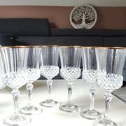 Lot of 6 x Large Wine Glasses. Valencay Gold/Crystal d'Arques model.