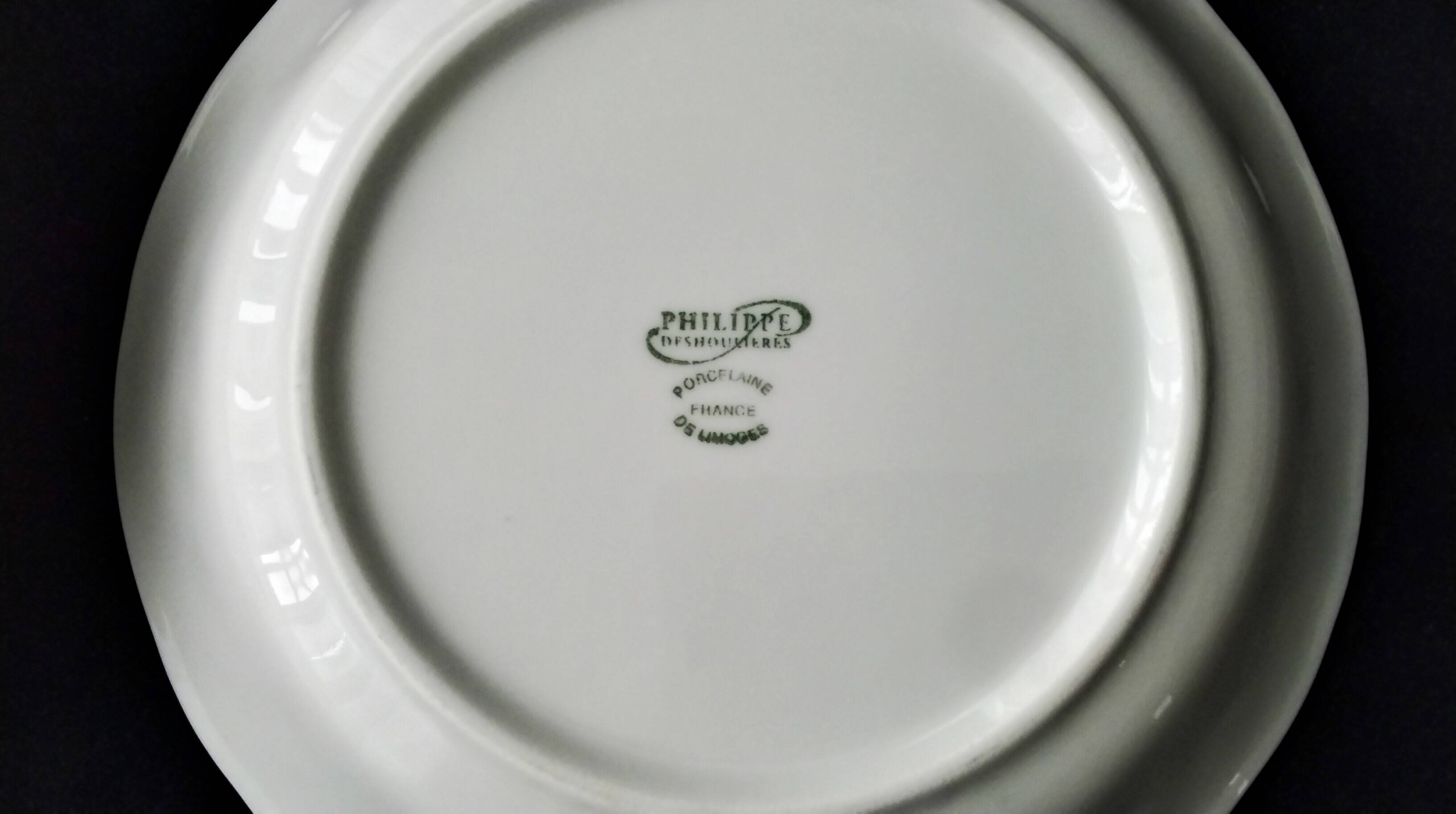 6 deep plates, with a calotte in Limoges porcelain by Ph. Deshoulières