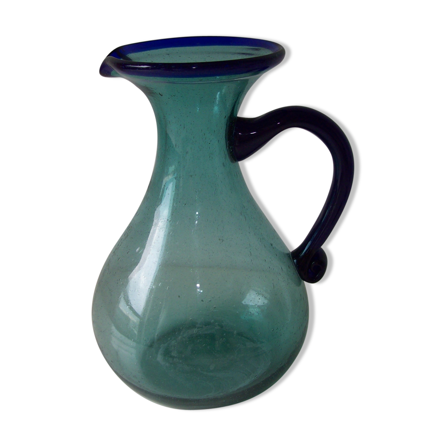 Pichet en verre bullé soufflé