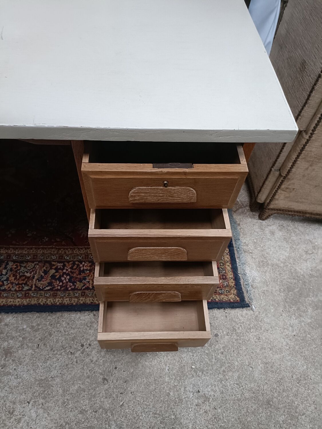 Box desk, 8 drawers, vintage