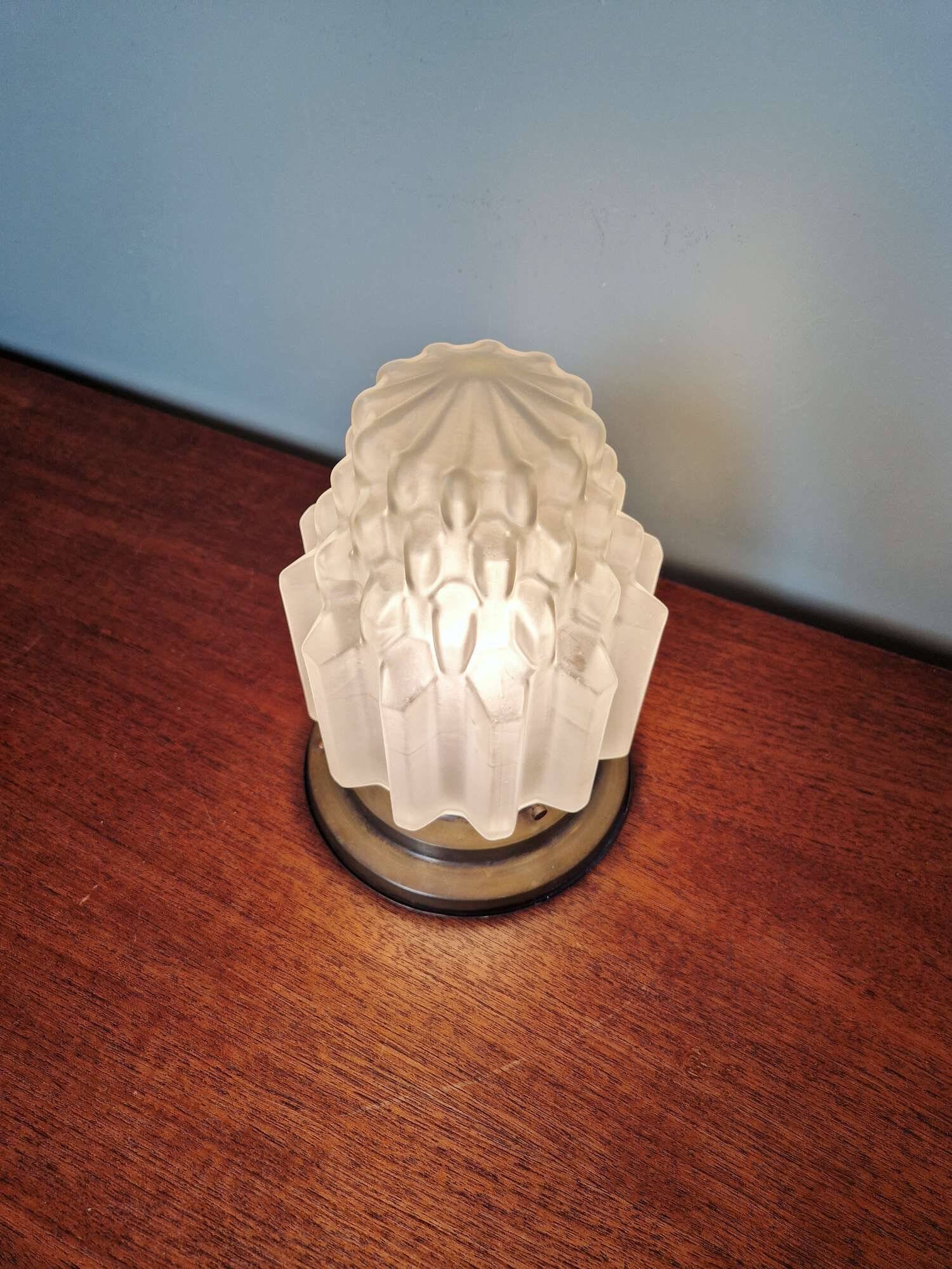 Art Deco skyscraper ceiling light in satin glass, 1930s