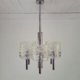 Lustre en verre de Murano et chromage, années 1960