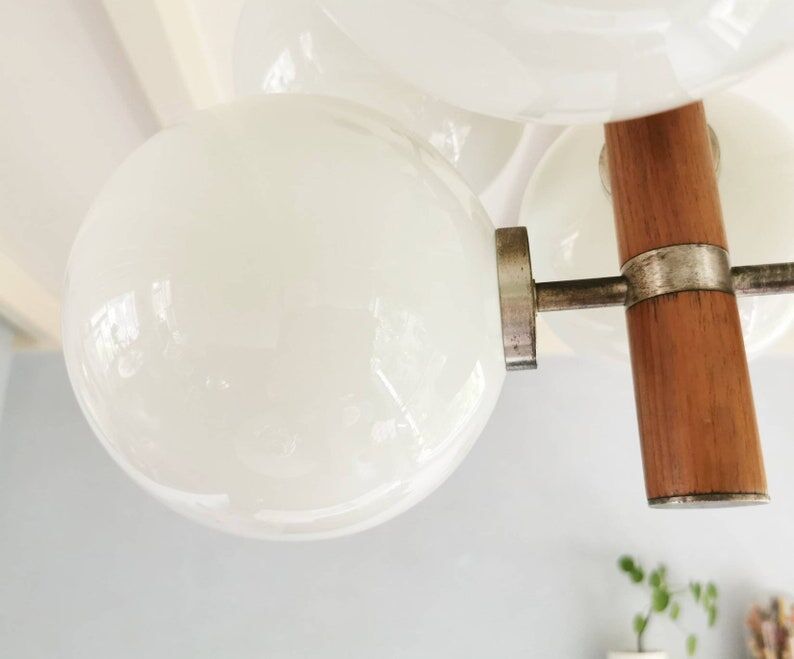 Chandelier 6 bulbs Temde Leuchten 1970s