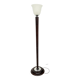 Mazda Art Deco floor lamp (1940s) – Stained wooden stem & frosted glass shade