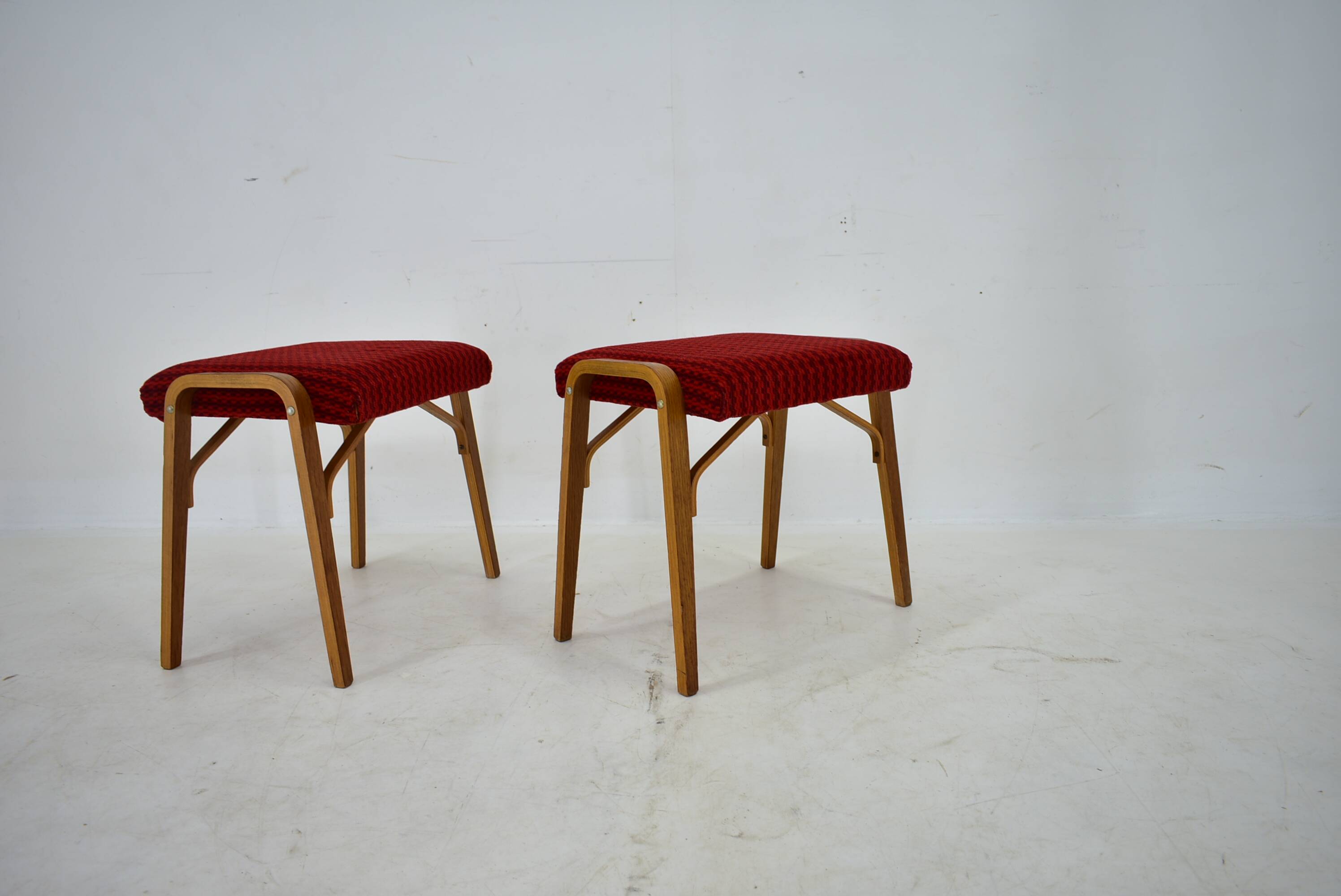1960s Ludvik Volak beech stools by Drevopodnik Holesov, Czechoslovakia