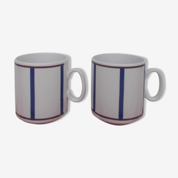 Lot de 2 mugs basque porcelaine bleu et rouge