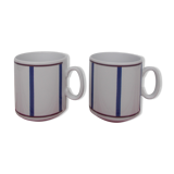 Set of 2 blue and red porcelain Basque mugs