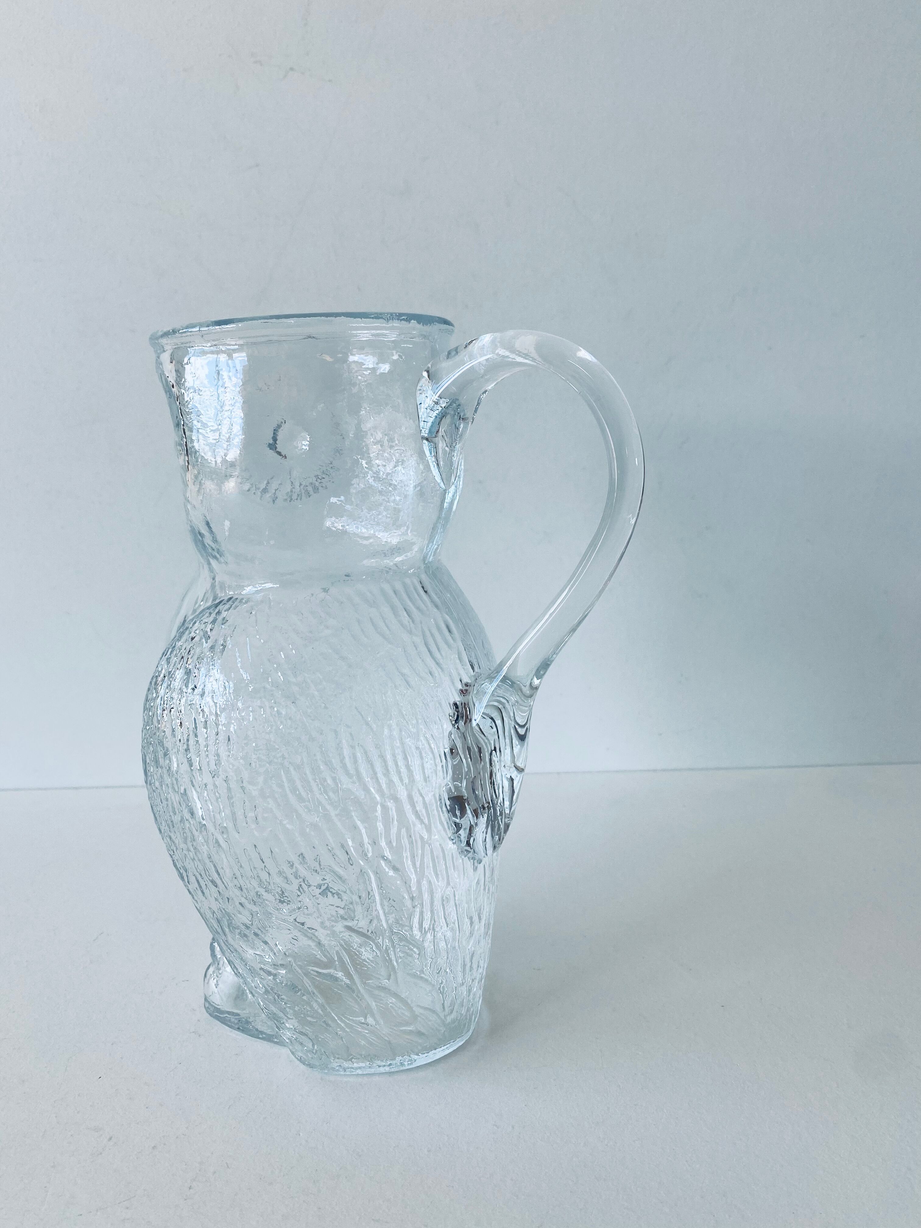 Vintage glass pitcher owl shape