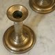 Pair of fluted column candlesticks in brass
