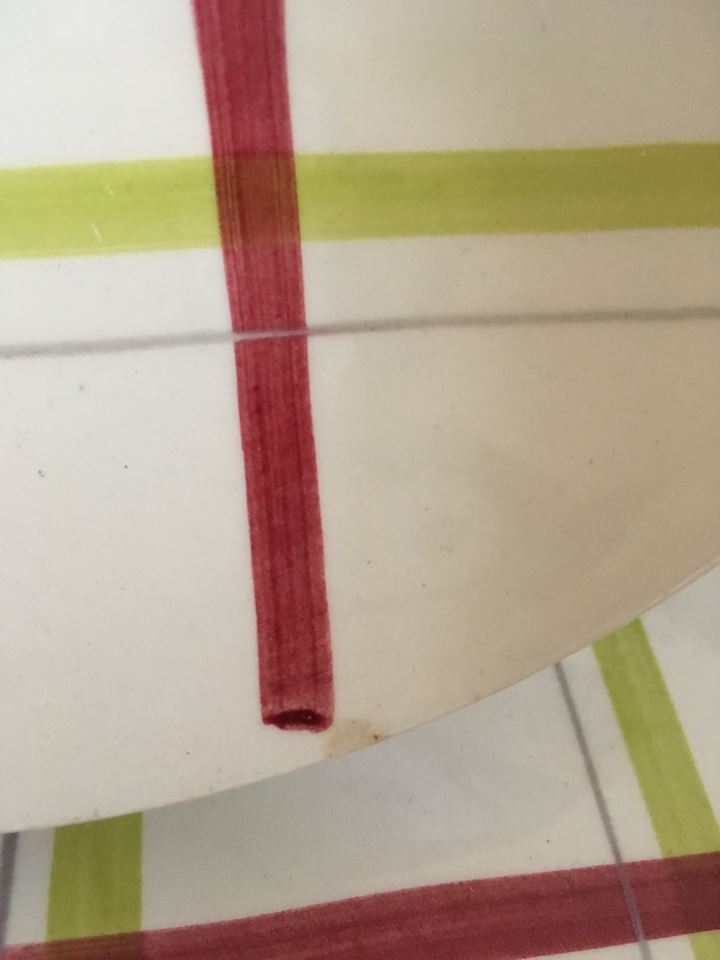 Seven plates dessert Gien in bordeaux and green vintage