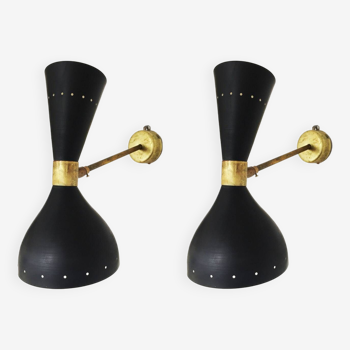 Pair of Italian designer wall lights from the 1950s