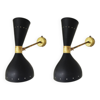 Pair of Italian designer wall lights from the 1950s