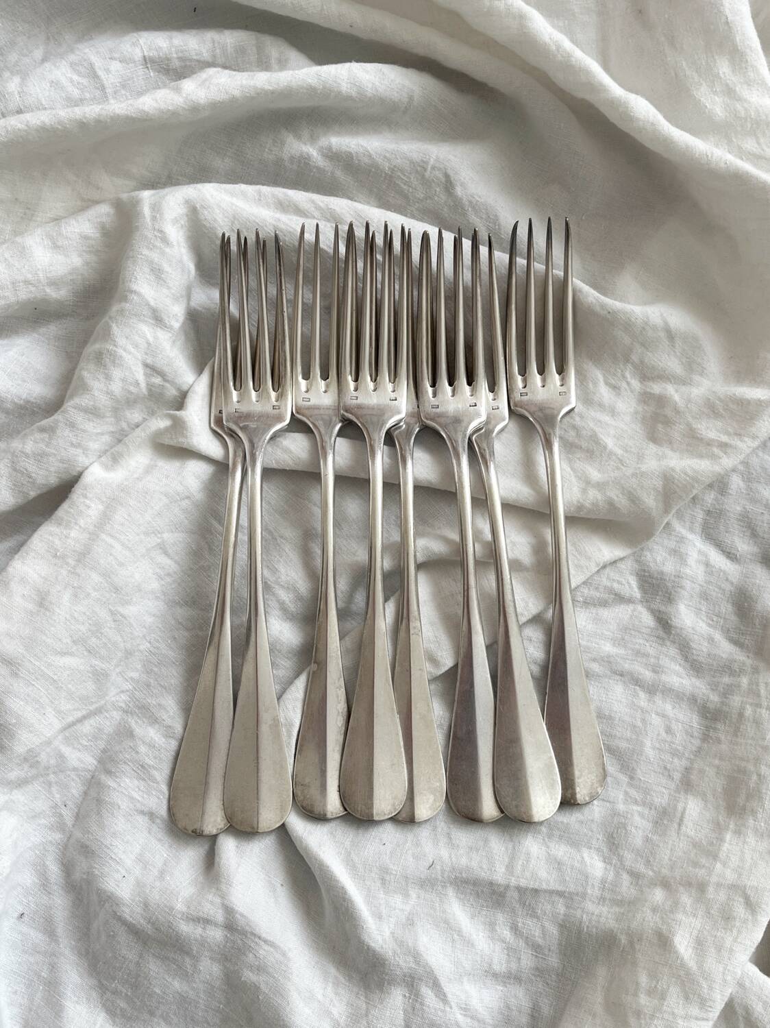 8 old silver-plated table forks
