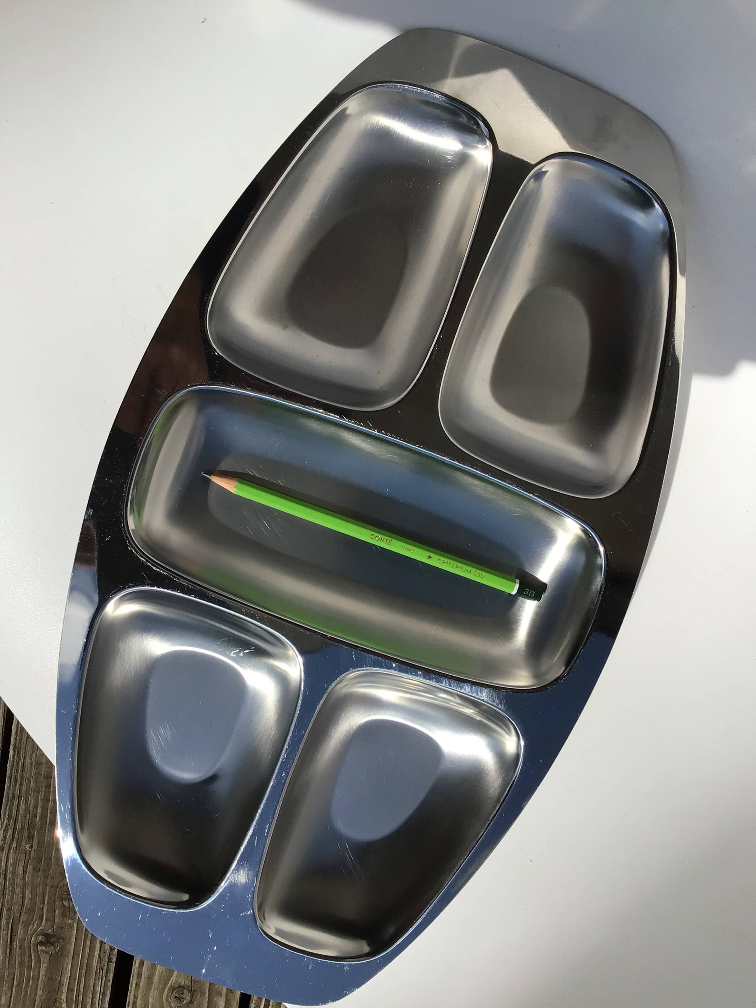 Alessi stainless steel compartmented dish