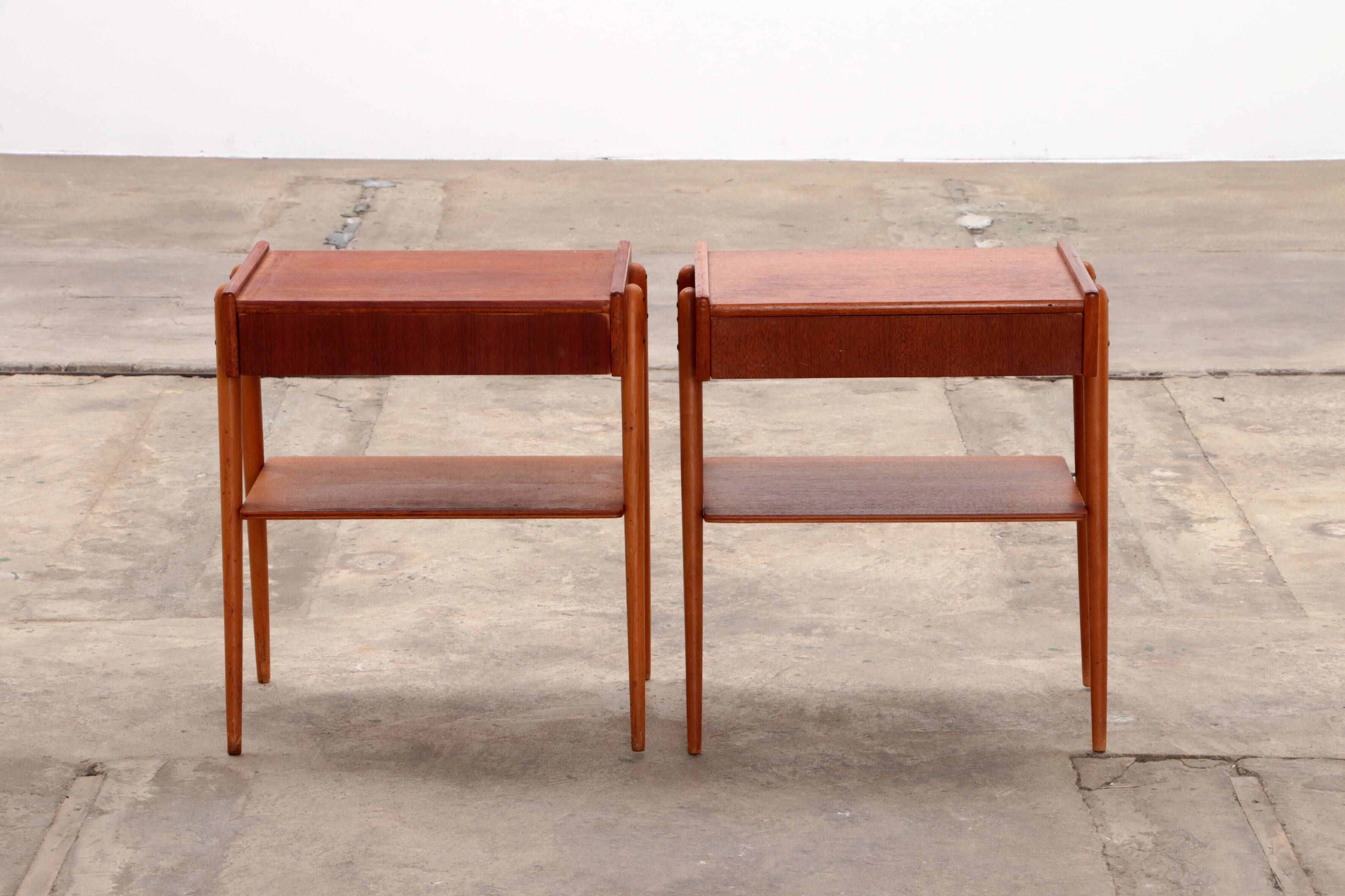 A set of teak bedside tables AB Carlstrom and Sweden from the 1960s