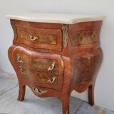 Louis XV style curved chest of drawers in marquetry