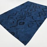 7x10 Navy Blue & Black Turkish Kilim Rug, 204x296Cm