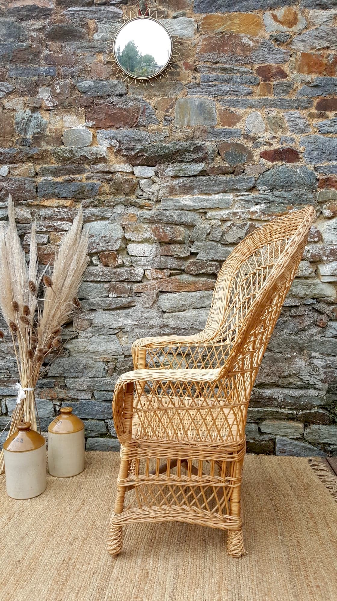Fauteuil Emmanuelle en rotin vintage 1970