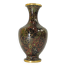 Cloisonné brass vase decorated with flowers / vintage