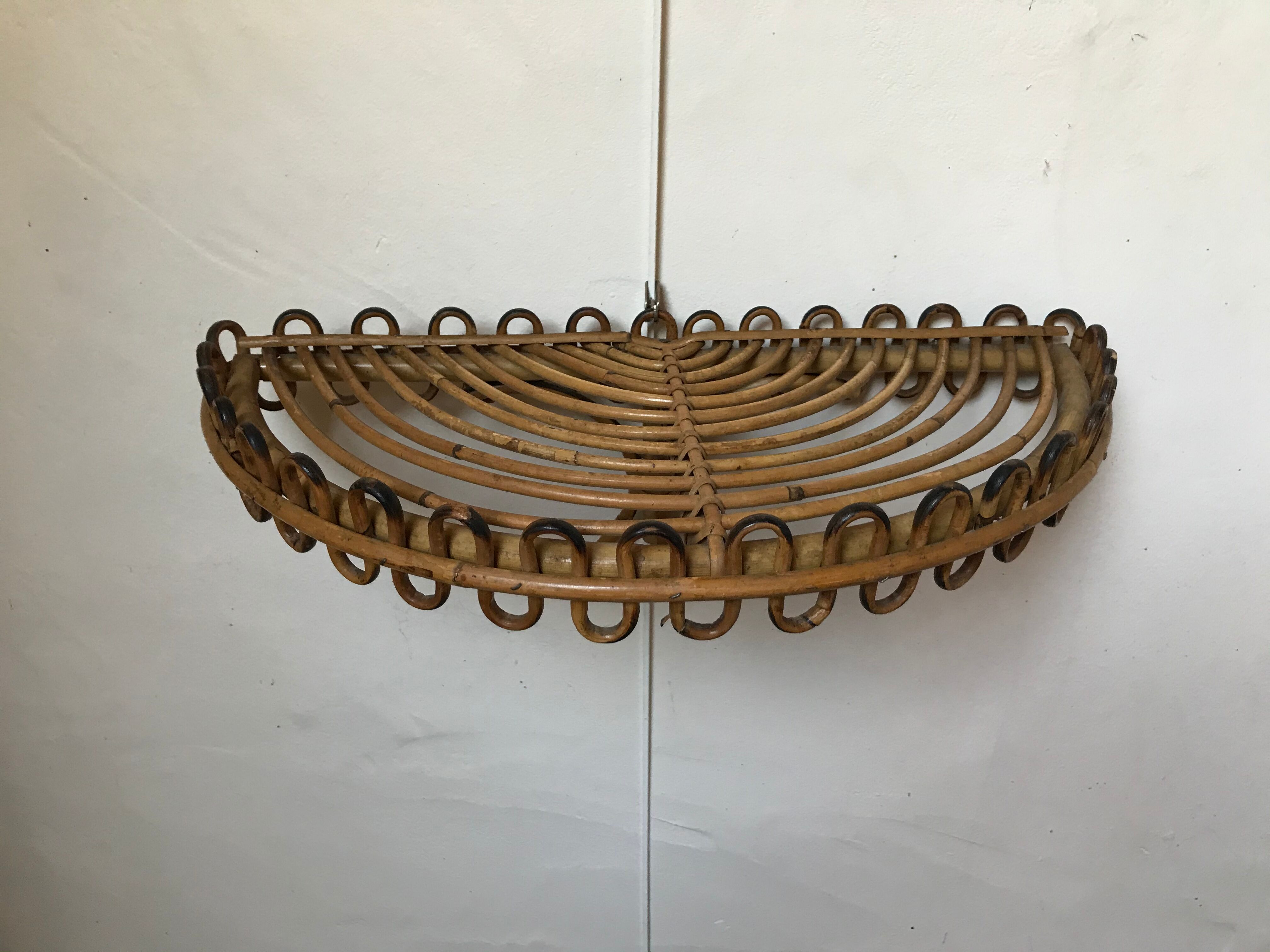 Rattan wall shelf