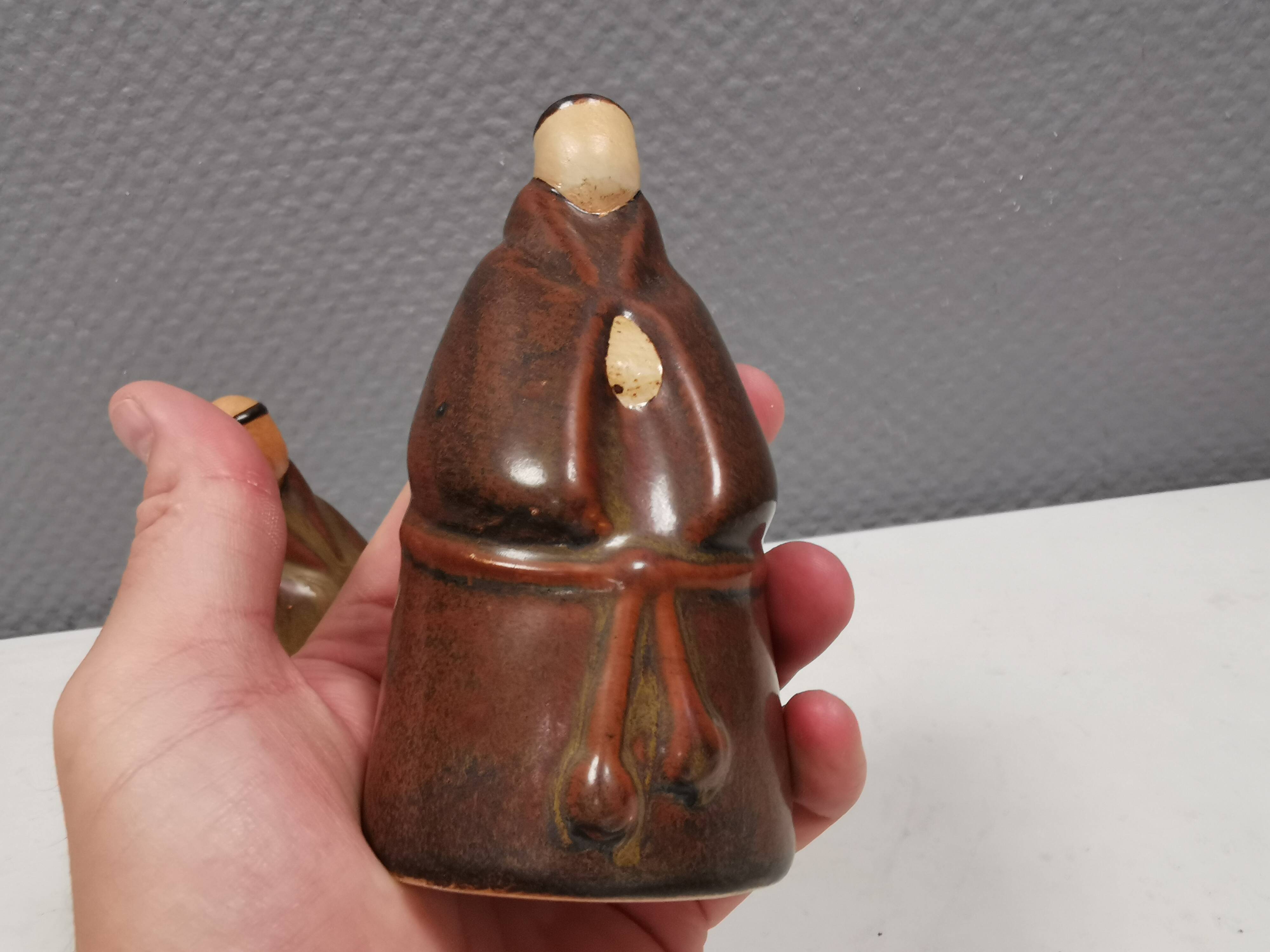 Two ceramic monks, from ENKÖPING ceramics Sweden 1970-80s