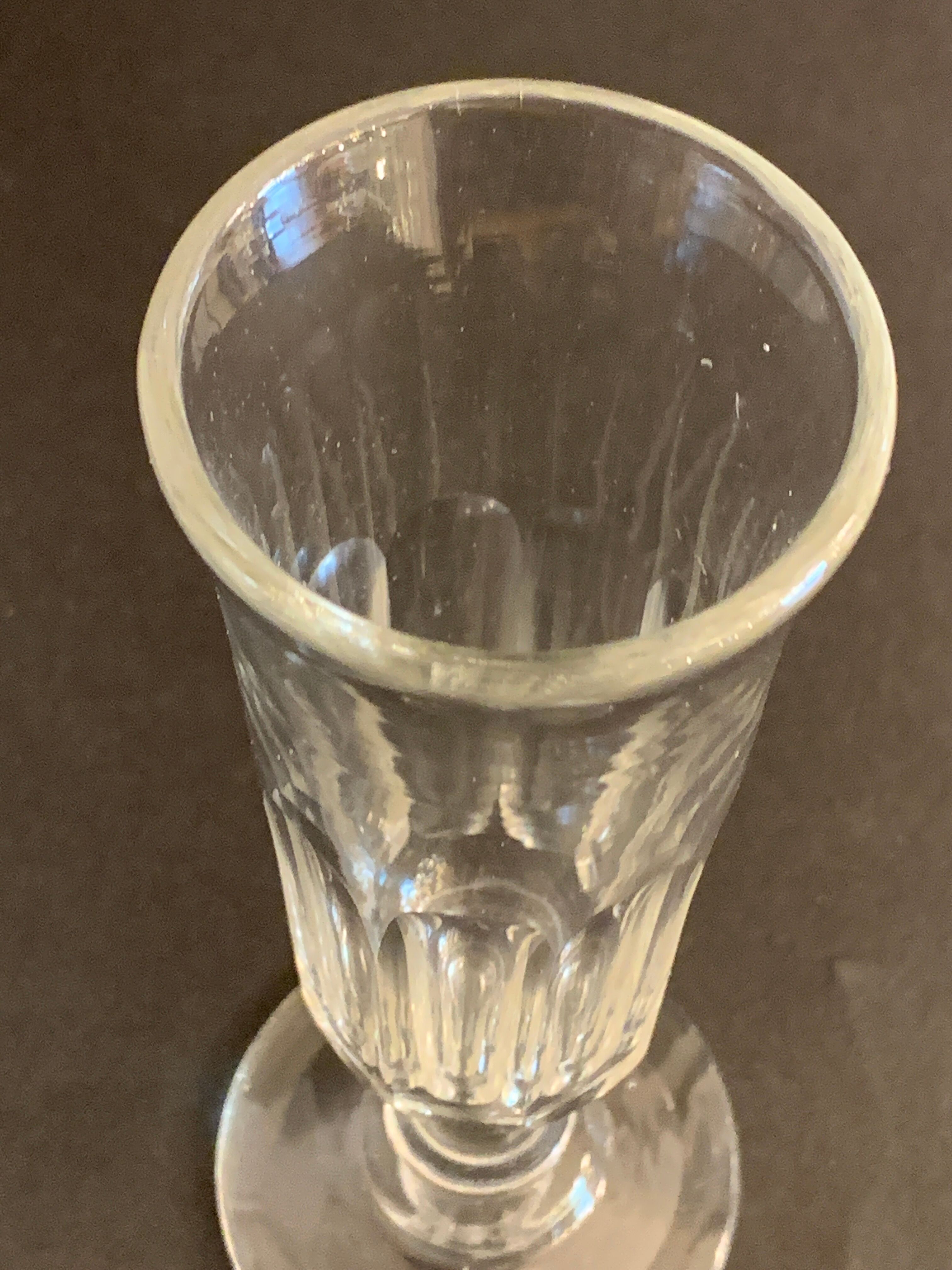 8 antique glass champagne flutes